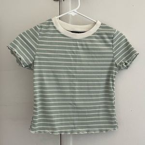 Shein Mint Green and White Stripe Top